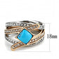 MATK3519 - Two-Tone IP Rose Gold Stainless Steel Ring with Synthetic Turquoise in Sea Blue
