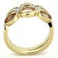 MATK3521 - IP Gold(Ion Plating) Stainless Steel Ring with Synthetic Synthetic Glass in Light Peach