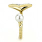 MATK3523 - IP Gold(Ion Plating) Stainless Steel Ring with Synthetic Pearl in White