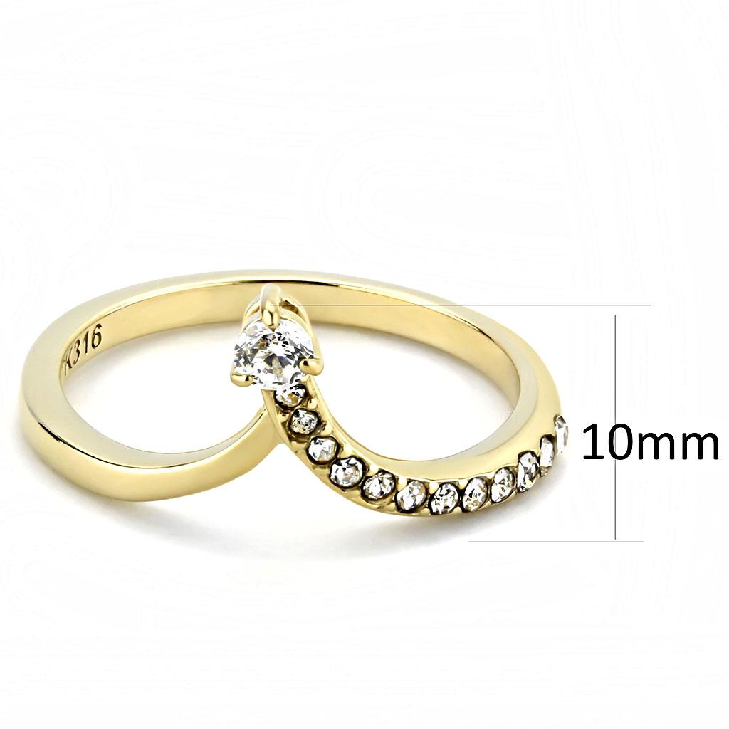 MATK3524 - IP Gold(Ion Plating) Stainless Steel Ring with AAA Grade CZ  in Clear