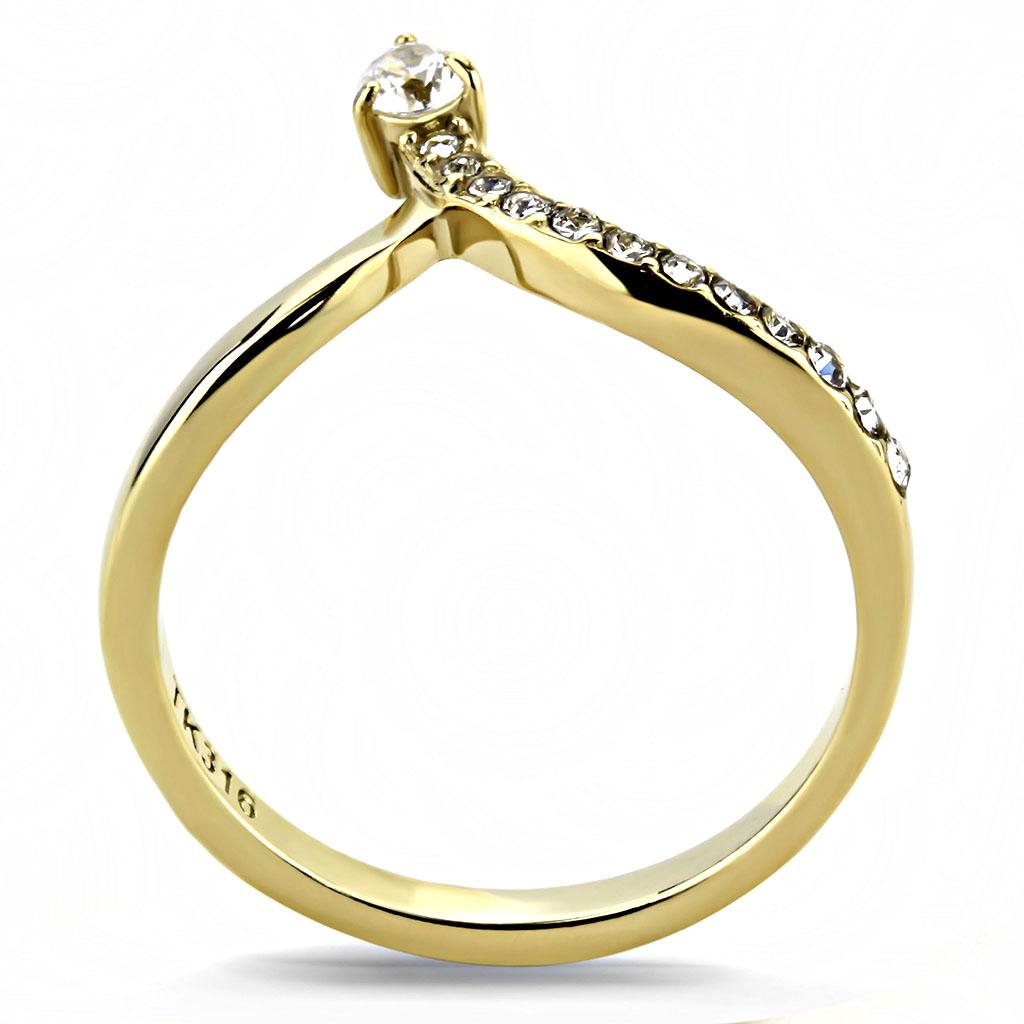 MATK3524 - IP Gold(Ion Plating) Stainless Steel Ring with AAA Grade CZ  in Clear
