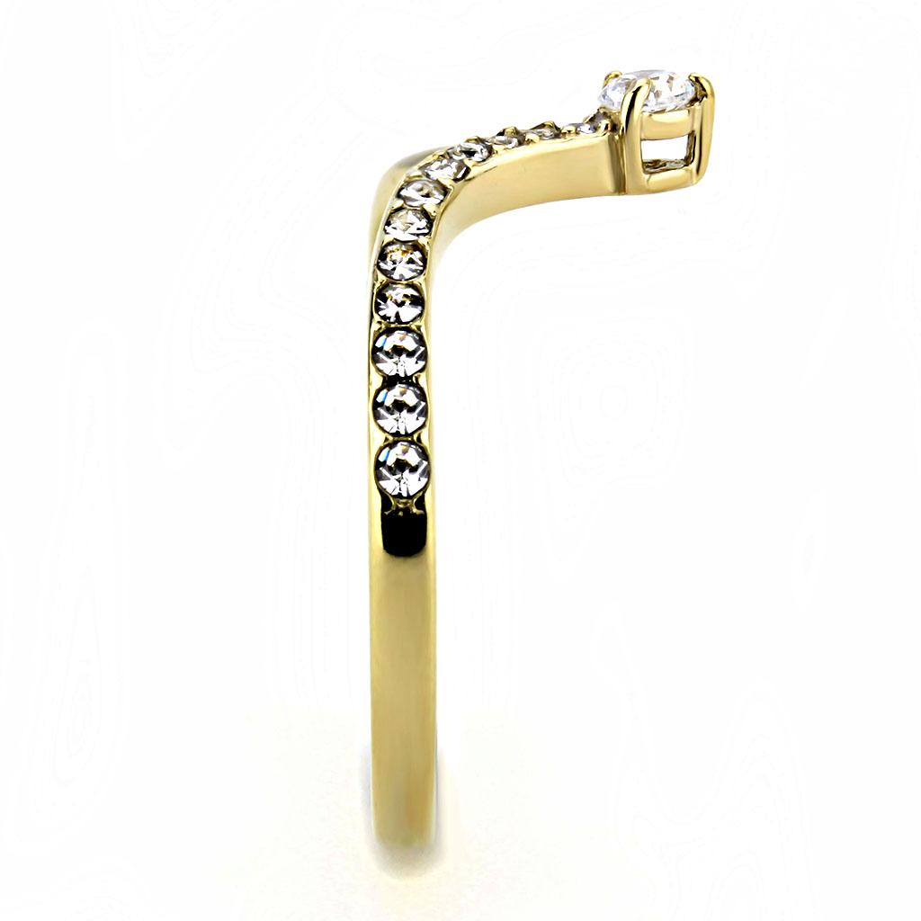 MATK3524 - IP Gold(Ion Plating) Stainless Steel Ring with AAA Grade CZ  in Clear