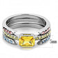 MATK3526 - High polished (no plating) Stainless Steel Ring with AAA Grade CZ  in Topaz