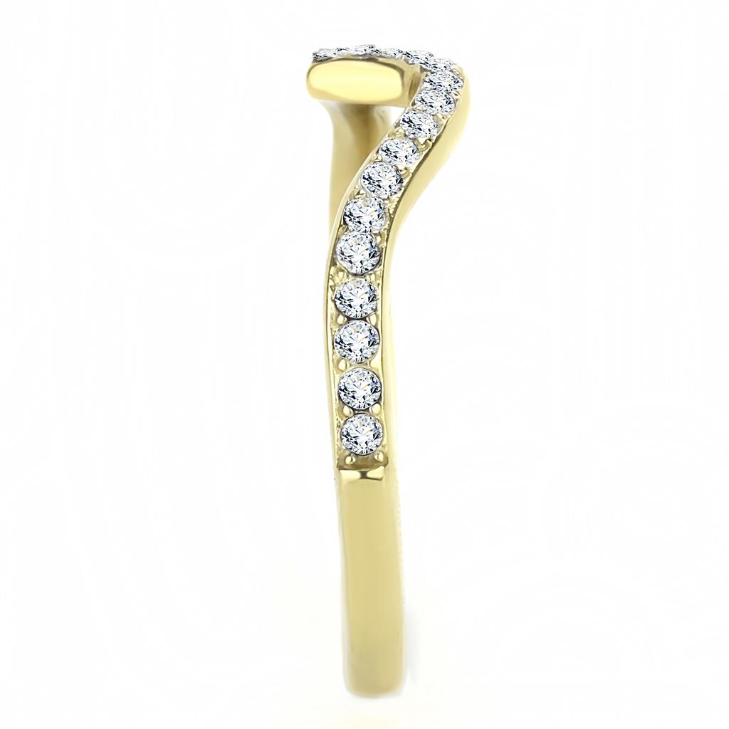 MATK3527 - IP Gold(Ion Plating) Stainless Steel Ring with Top Grade Crystal  in Clear