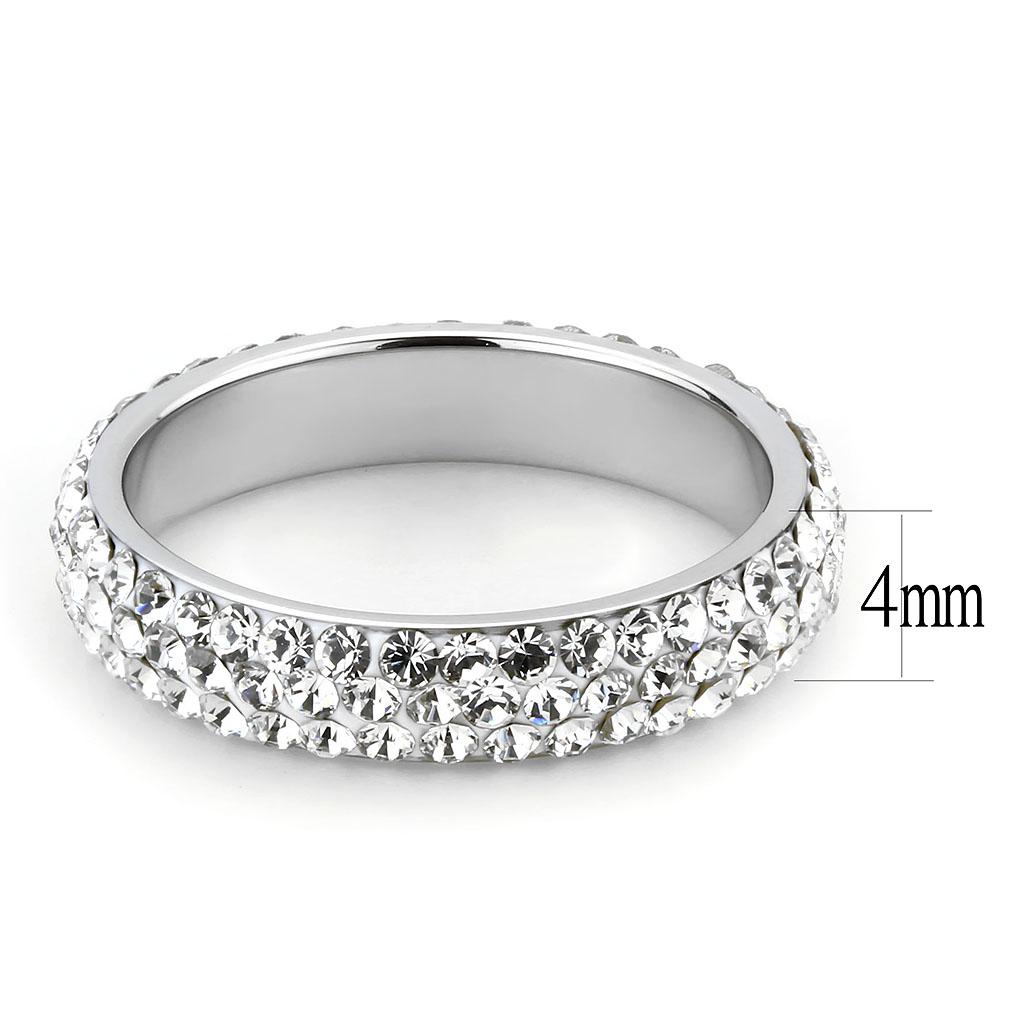 MATK3533 - High polished (no plating) Stainless Steel Ring with Top Grade Crystal  in Clear