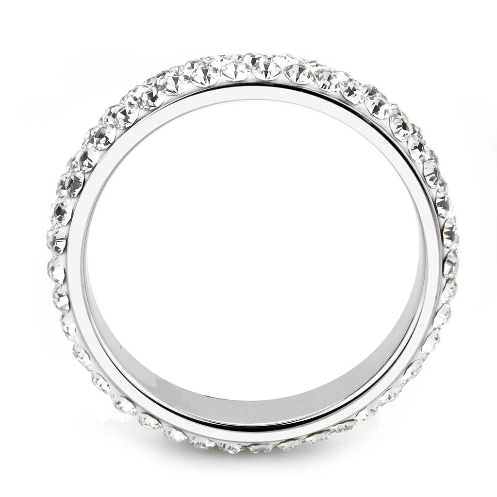 MATK3533 - High polished (no plating) Stainless Steel Ring with Top Grade Crystal  in Clear
