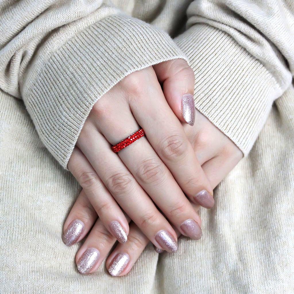 MATK3536 - High polished (no plating) Stainless Steel Ring with Top Grade Crystal  in Siam