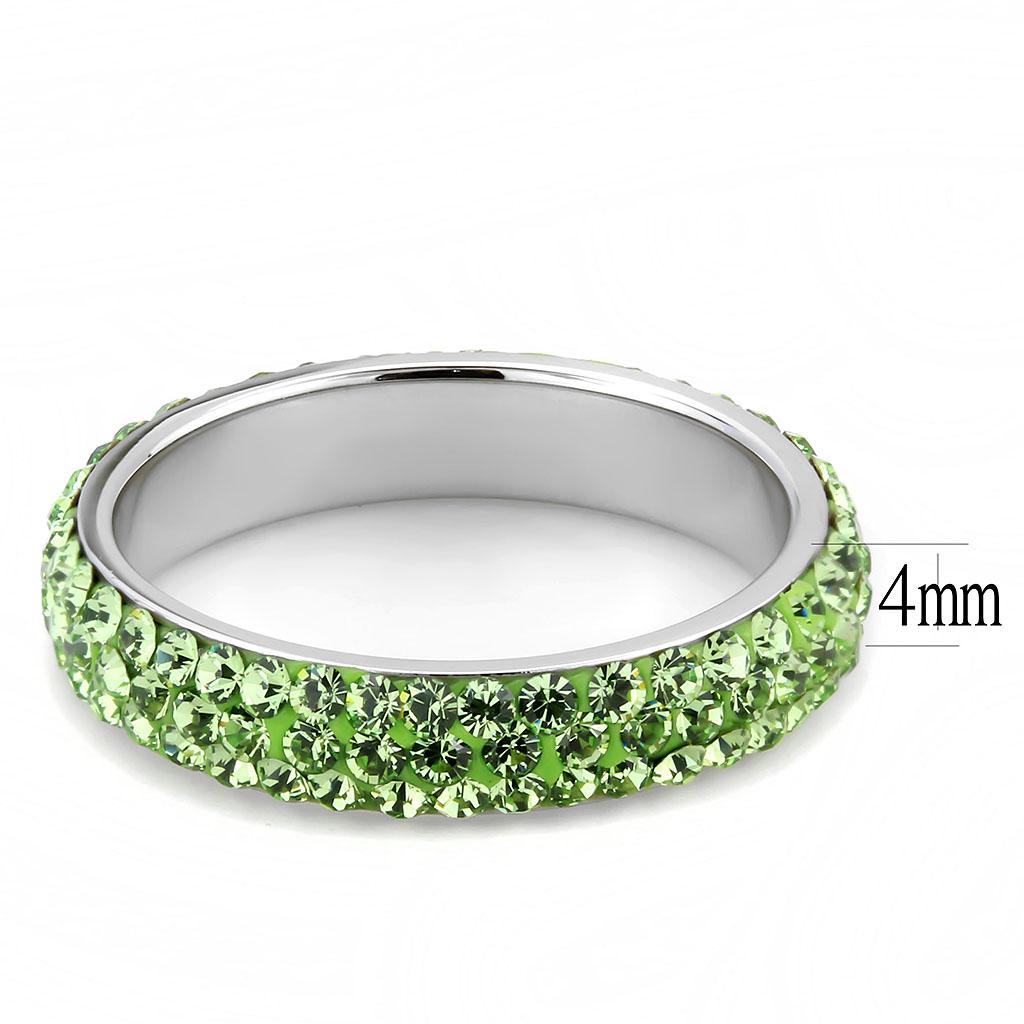 MATK3537 - High polished (no plating) Stainless Steel Ring with Top Grade Crystal  in Peridot