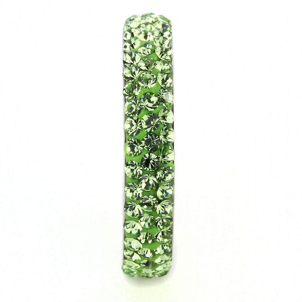MATK3537 - High polished (no plating) Stainless Steel Ring with Top Grade Crystal  in Peridot