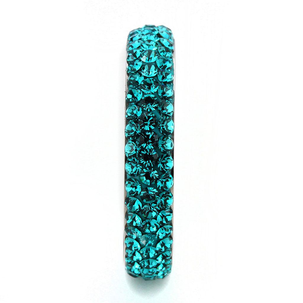 MATK3538 - High polished (no plating) Stainless Steel Ring with Top Grade Crystal  in Blue Zircon