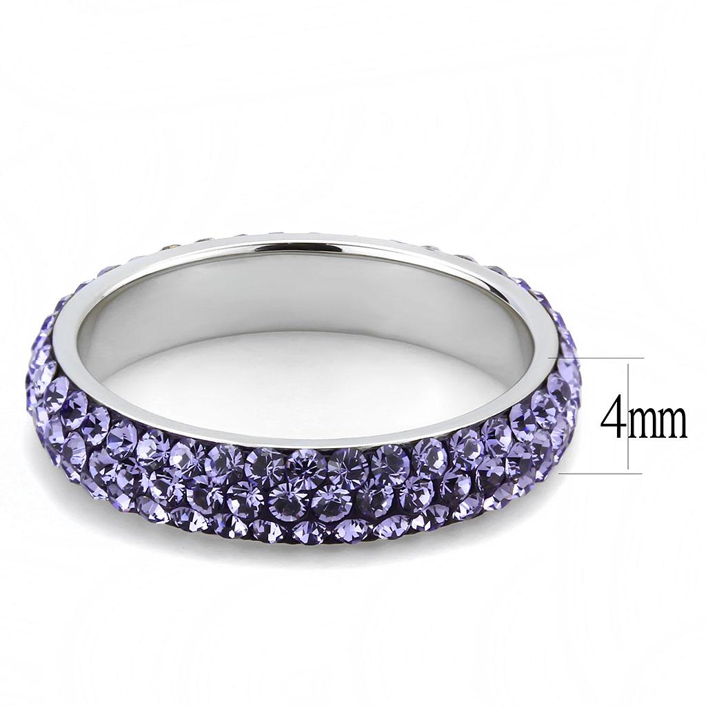 MATK3540 - High polished (no plating) Stainless Steel Ring with Top Grade Crystal  in Tanzanite
