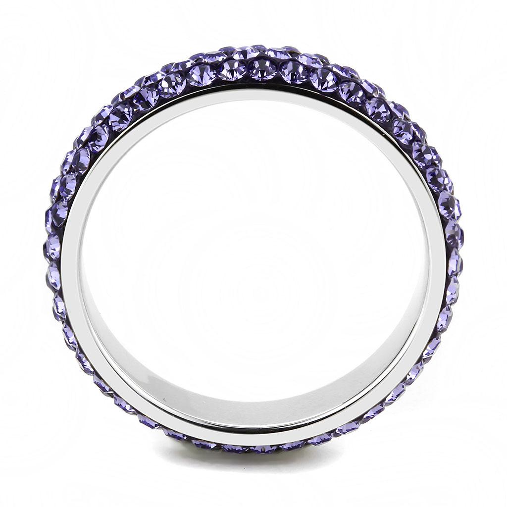 MATK3540 - High polished (no plating) Stainless Steel Ring with Top Grade Crystal  in Tanzanite