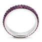 MATK3541 - High polished (no plating) Stainless Steel Ring with Top Grade Crystal  in Amethyst