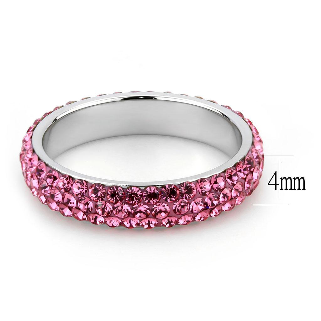 MATK3542 - High polished (no plating) Stainless Steel Ring with Top Grade Crystal  in Rose