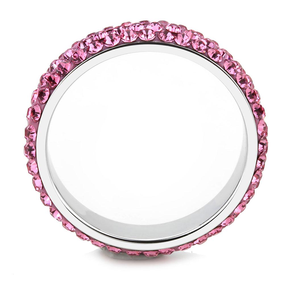 MATK3542 - High polished (no plating) Stainless Steel Ring with Top Grade Crystal  in Rose