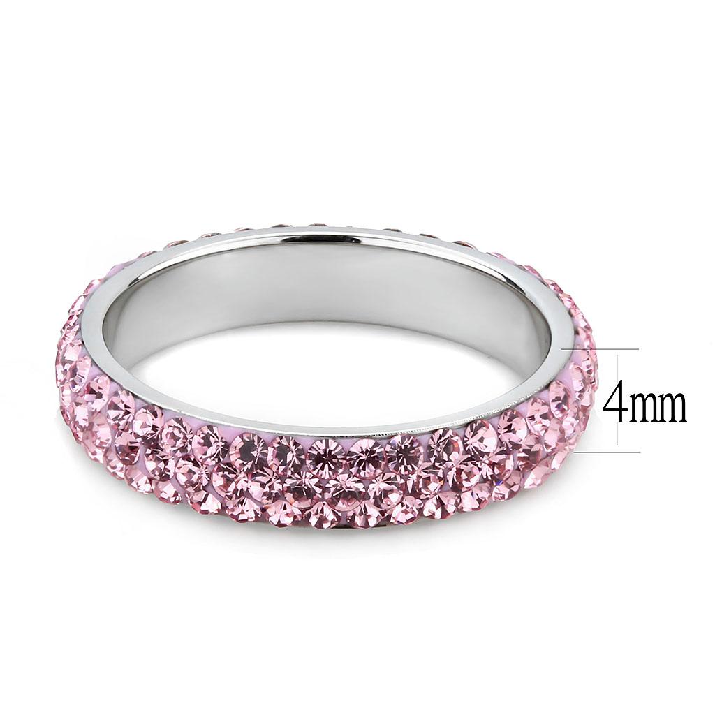 MATK3543 - High polished (no plating) Stainless Steel Ring with Top Grade Crystal  in Light Rose