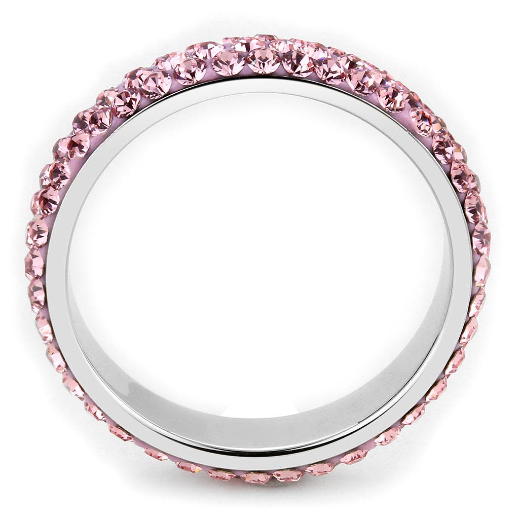 MATK3543 - High polished (no plating) Stainless Steel Ring with Top Grade Crystal  in Light Rose