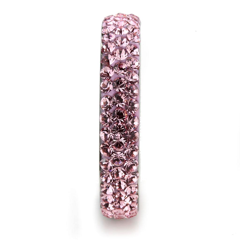 MATK3543 - High polished (no plating) Stainless Steel Ring with Top Grade Crystal  in Light Rose