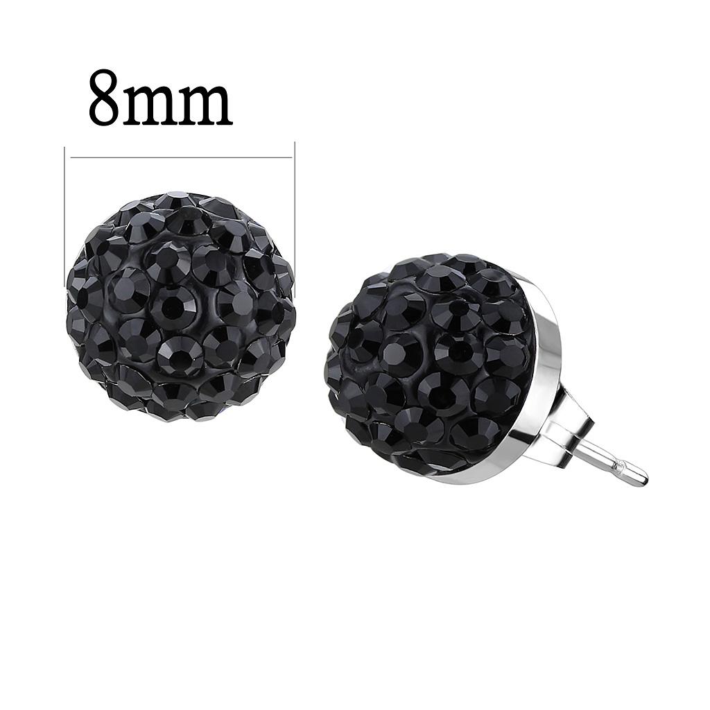 MATK3545 - High polished (no plating) Stainless Steel Earrings with Top Grade Crystal  in Jet