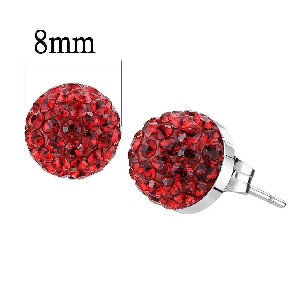 MATK3547 - High polished (no plating) Stainless Steel Earrings with Top Grade Crystal  in Siam