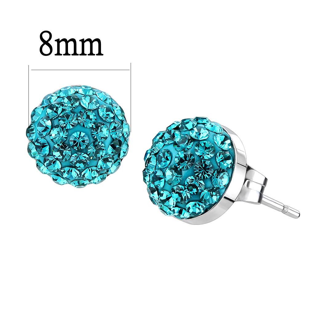 MATK3549 - High polished (no plating) Stainless Steel Earrings with Top Grade Crystal  in Blue Zircon