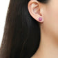 MATK3553 - High polished (no plating) Stainless Steel Earrings with Top Grade Crystal  in Rose