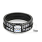 MATK3555 - IP Black(Ion Plating) Stainless Steel Ring with AAA Grade CZ  in Clear