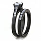 MATK3555 - IP Black(Ion Plating) Stainless Steel Ring with AAA Grade CZ  in Clear