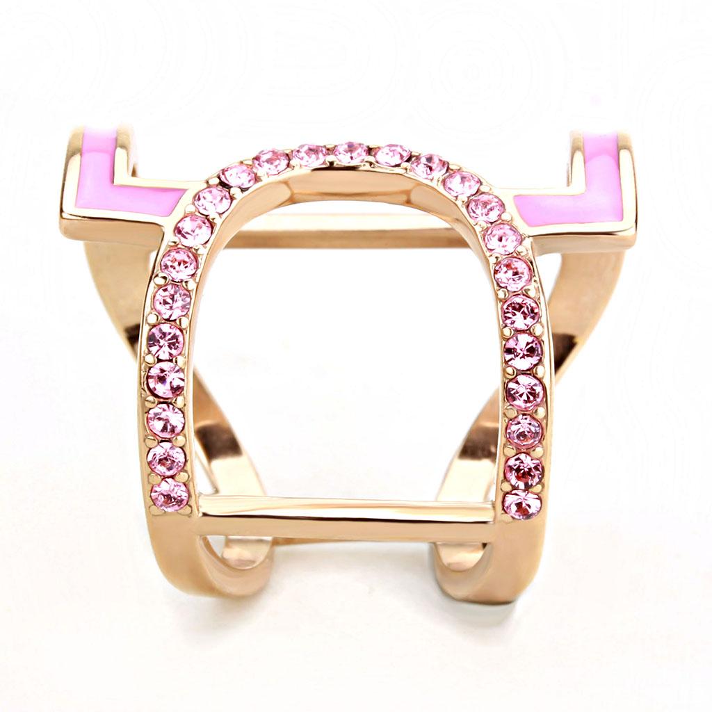 MATK3561 - IP Rose Gold(Ion Plating) Stainless Steel Ring with Top Grade Crystal  in Light Rose