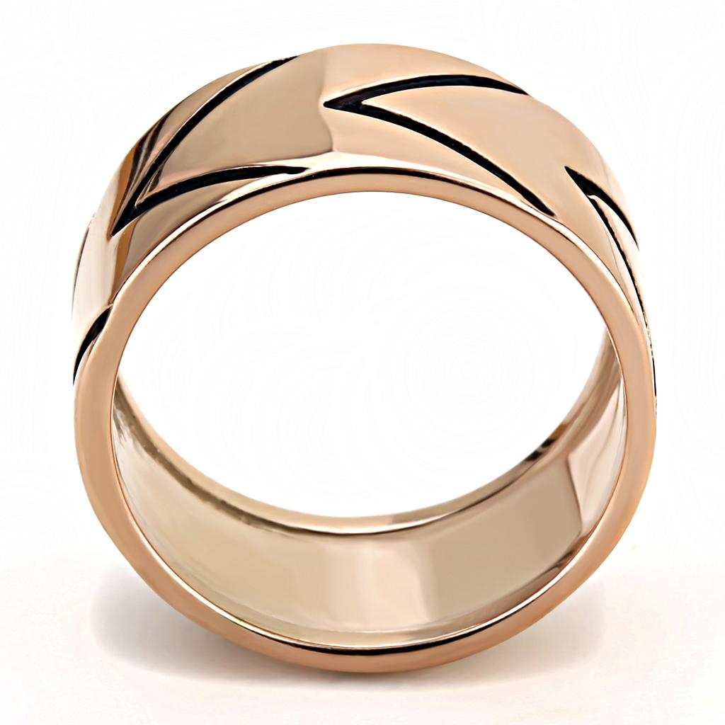 MATK3563 - IP Rose Gold(Ion Plating) Stainless Steel Ring with Epoxy  in Jet
