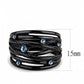 MATK3564 - IP Black(Ion Plating) Stainless Steel Ring with Top Grade Crystal  in Sea Blue