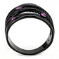 MATK3565 - IP Black(Ion Plating) Stainless Steel Ring with Top Grade Crystal  in Fuchsia