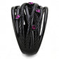 MATK3565 - IP Black(Ion Plating) Stainless Steel Ring with Top Grade Crystal  in Fuchsia