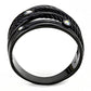 MATK3566 - IP Black(Ion Plating) Stainless Steel Ring with Top Grade Crystal  in Aurora Borealis (Rainbow Effect)