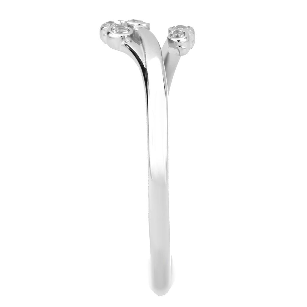 MATK3570 - No Plating Stainless Steel Ring with AAA Grade CZ  in Clear