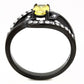 MATK3571 - IP Black(Ion Plating) Stainless Steel Ring with AAA Grade CZ  in Topaz
