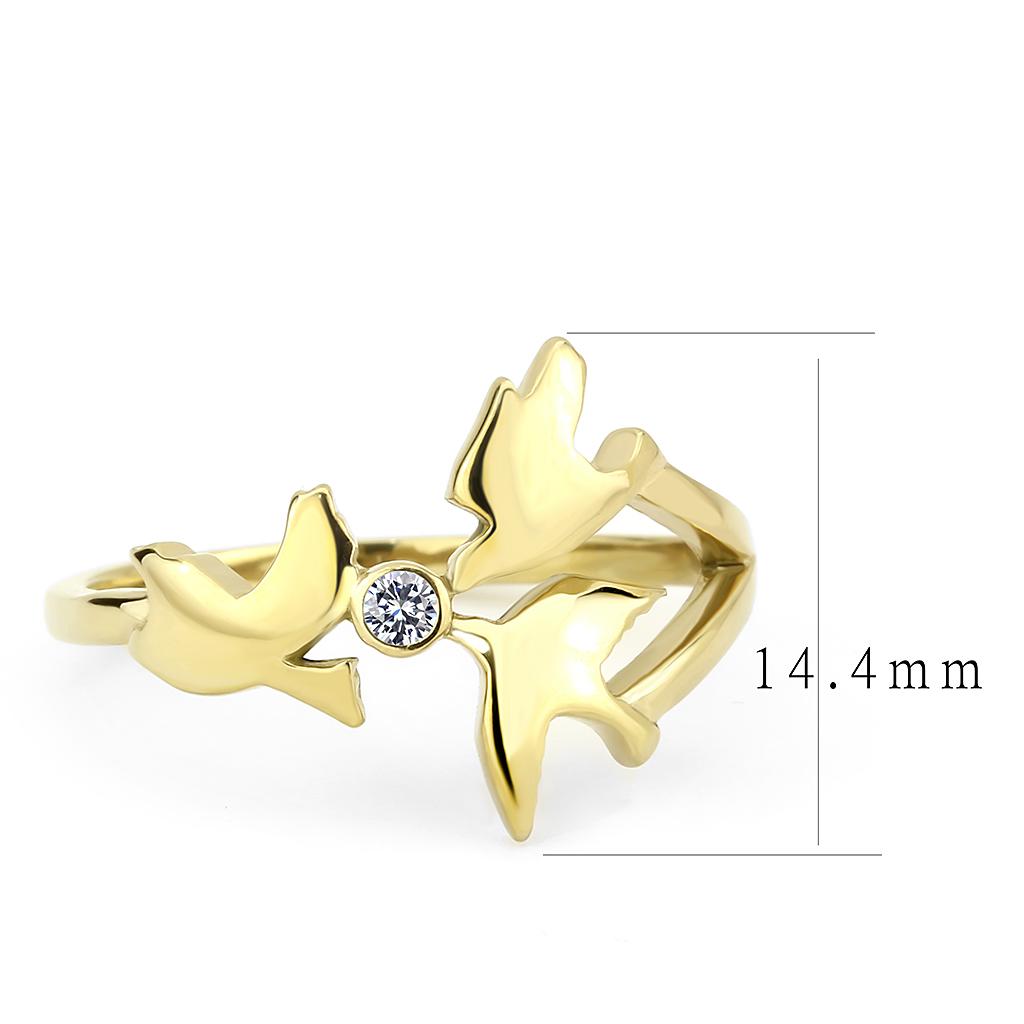 MATK3573 - IP Gold(Ion Plating) Stainless Steel Ring with AAA Grade CZ  in Clear