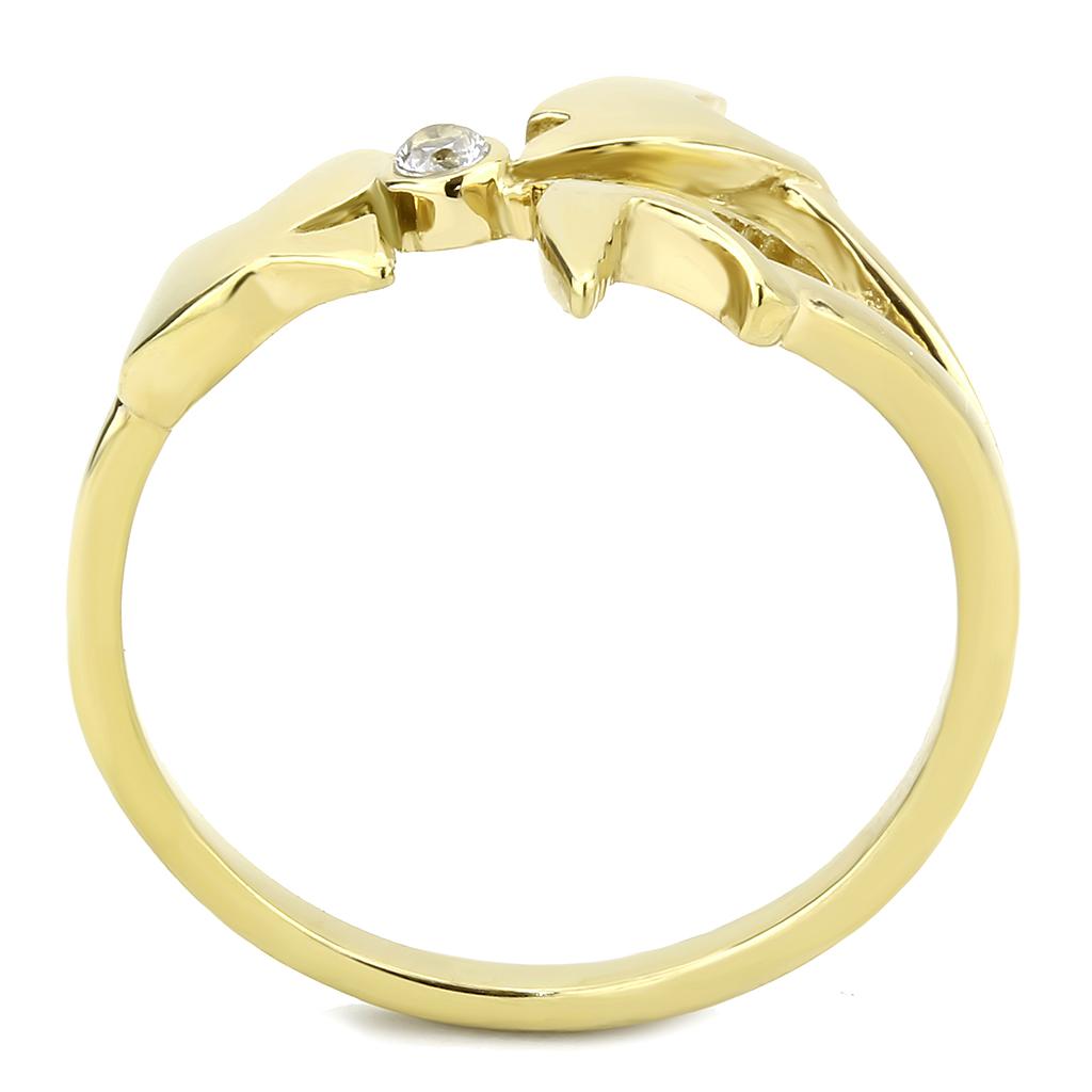 MATK3573 - IP Gold(Ion Plating) Stainless Steel Ring with AAA Grade CZ  in Clear