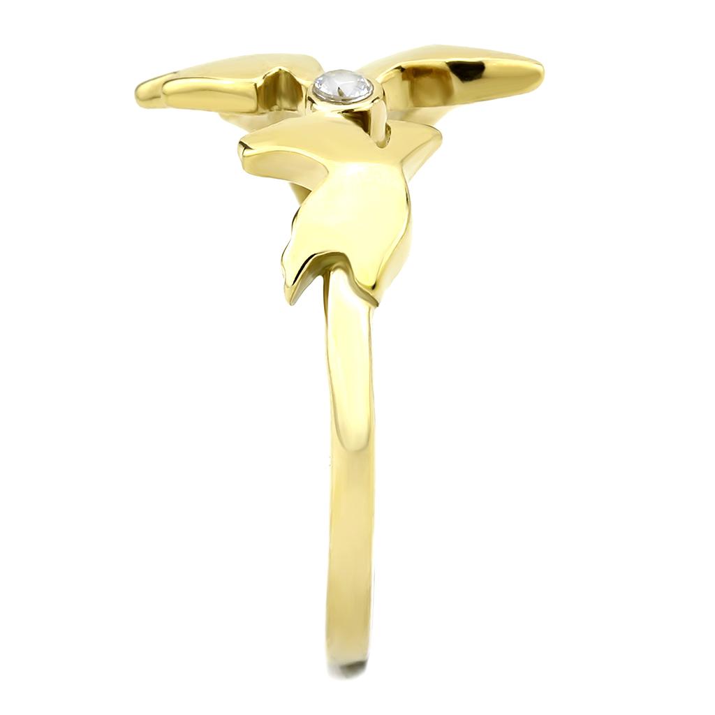 MATK3573 - IP Gold(Ion Plating) Stainless Steel Ring with AAA Grade CZ  in Clear