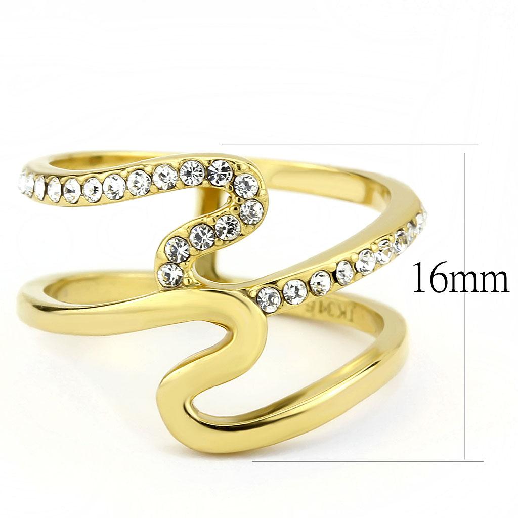 MATK3574 - IP Gold(Ion Plating) Stainless Steel Ring with Top Grade Crystal  in Clear