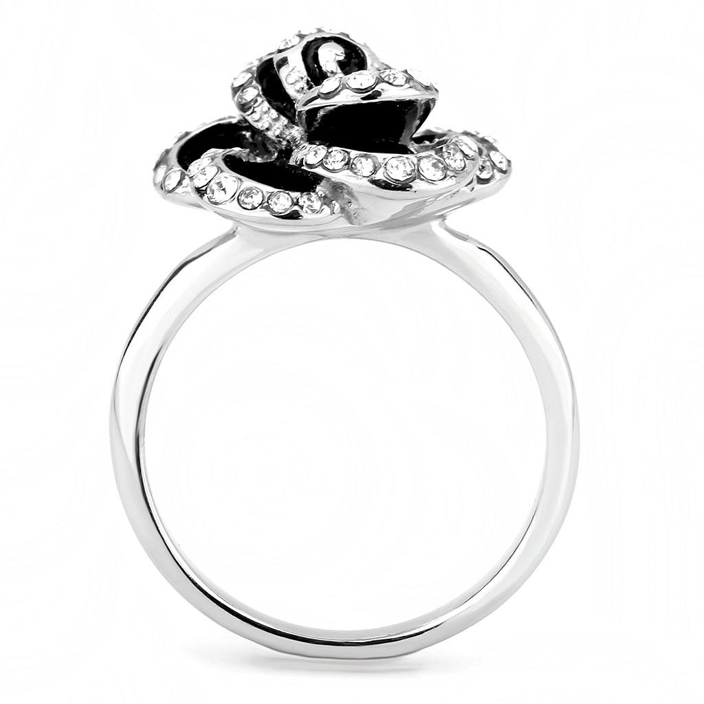 MATK3577 - No Plating Stainless Steel Ring with Top Grade Crystal  in Clear