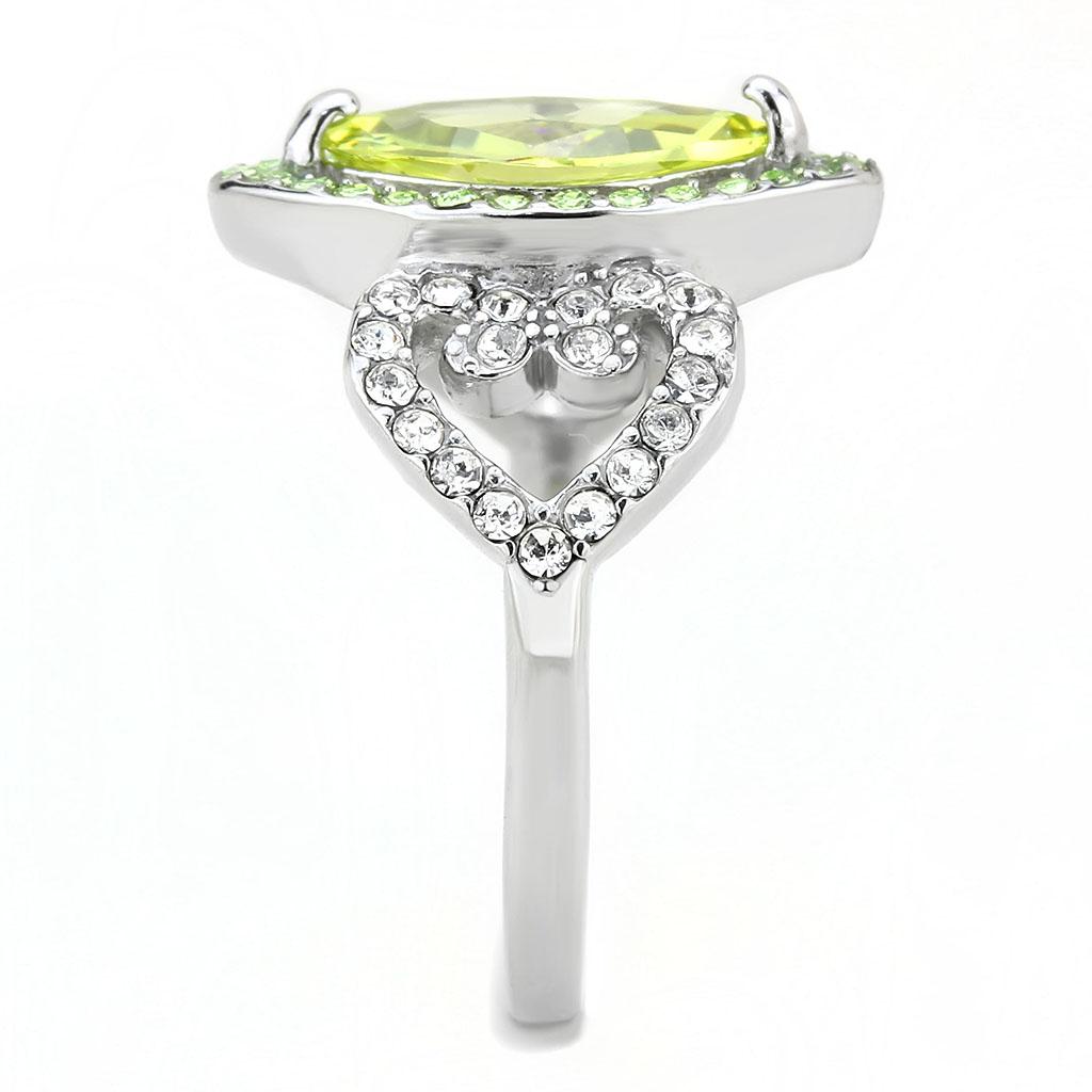MATK3579 - No Plating Stainless Steel Ring with AAA Grade CZ  in Apple Green color