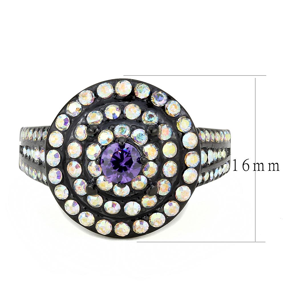 MATK3580 - IP Black(Ion Plating) Stainless Steel Ring with Assorted  in Multi Color