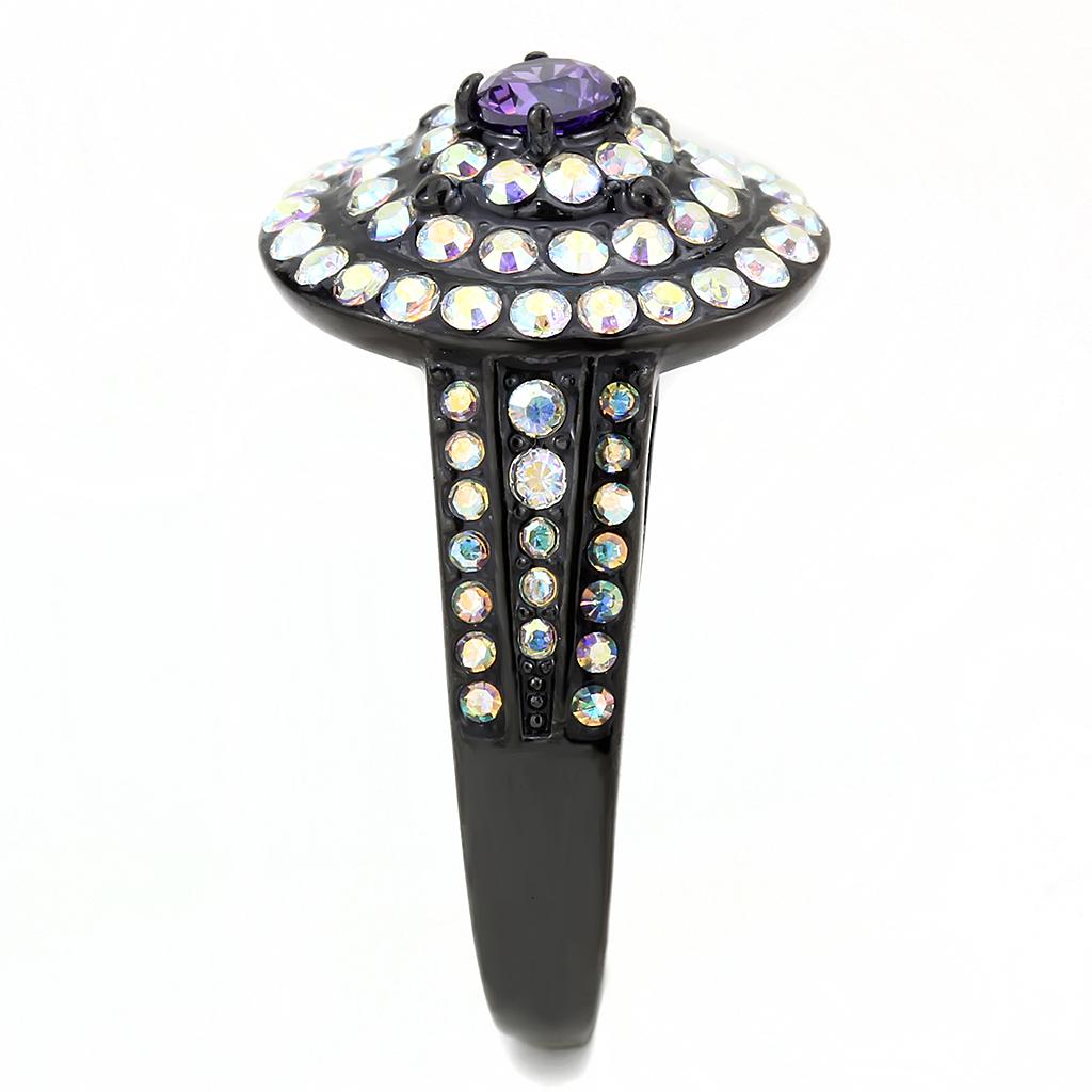 MATK3580 - IP Black(Ion Plating) Stainless Steel Ring with Assorted  in Multi Color