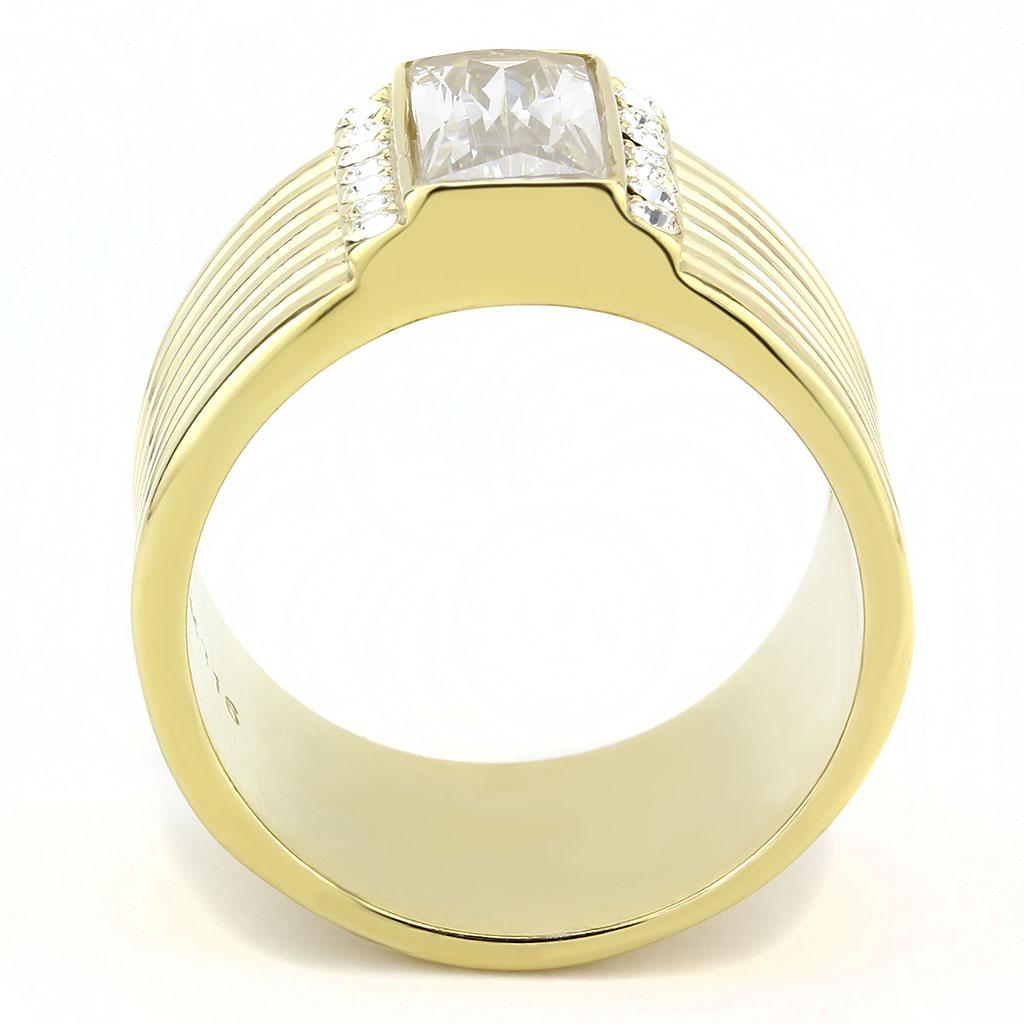 MATK3581 - IP Gold(Ion Plating) Stainless Steel Ring with AAA Grade CZ  in Clear