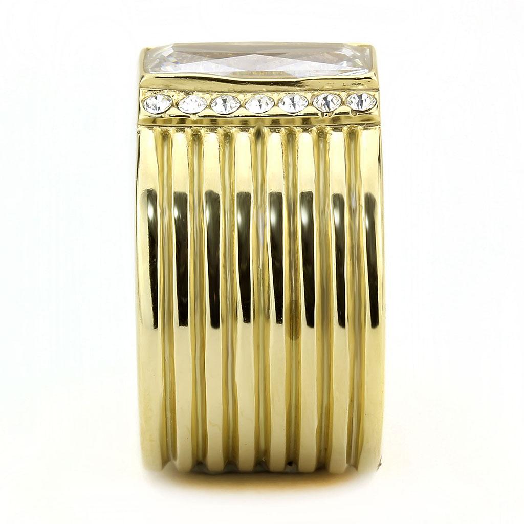MATK3581 - IP Gold(Ion Plating) Stainless Steel Ring with AAA Grade CZ  in Clear