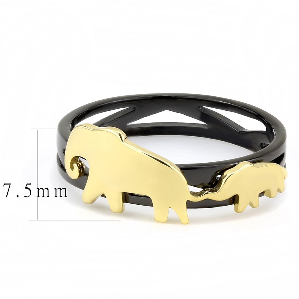 MATK3582 - IP Gold+ IP Black (Ion Plating) Stainless Steel Ring with No Stone