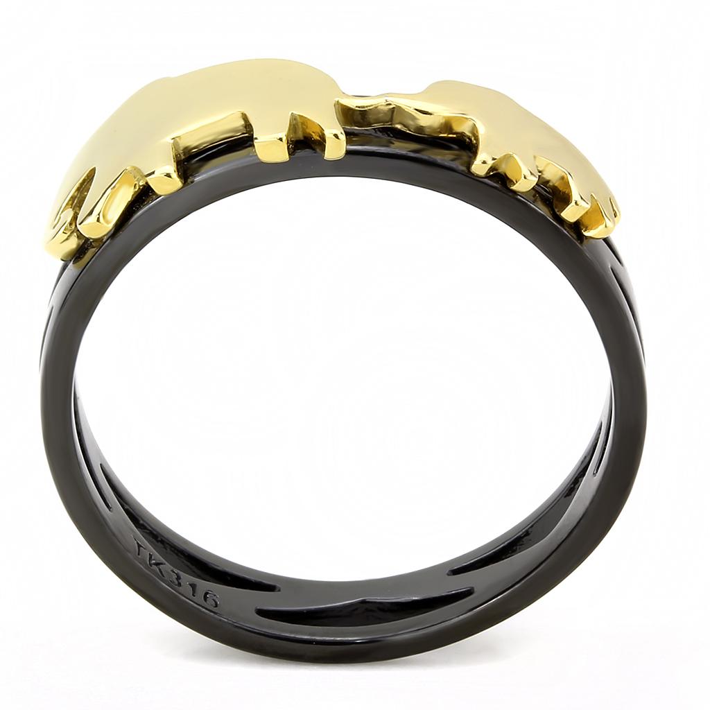 MATK3582 - IP Gold+ IP Black (Ion Plating) Stainless Steel Ring with No Stone