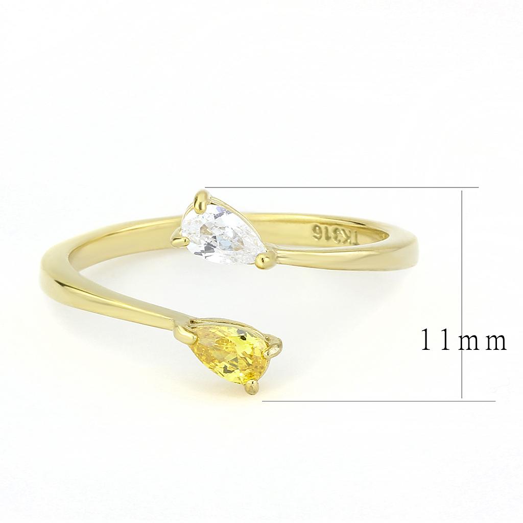 MATK3586 - IP Gold(Ion Plating) Stainless Steel Ring with AAA Grade CZ  in Topaz