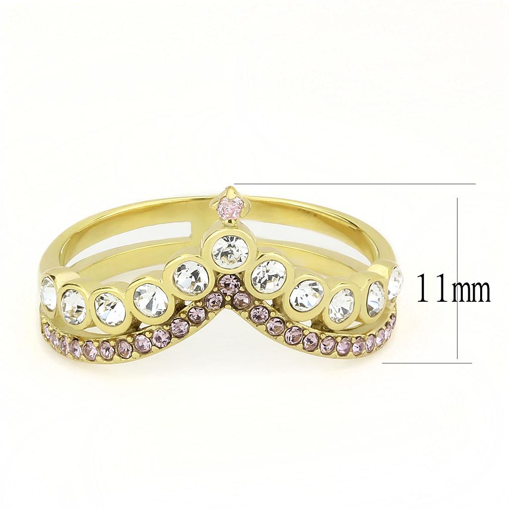 MATK3587 - IP Gold(Ion Plating) Stainless Steel Ring with AAA Grade CZ  in Rose